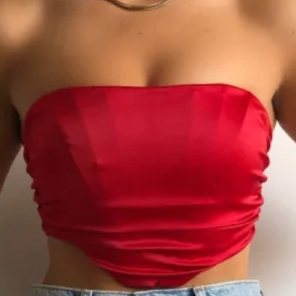 My Outfit Online Red Satin Ruched Corset Top - Size S - Valentine’s Date Night